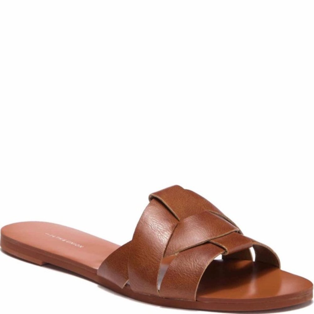 14th & Union Woven Faux Leather Slide Sandals 7